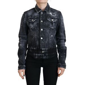 Dsquared² Gray Washed Cotton Distressed Denim Women's Jacket
